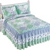Collections Etc Garden Patchwork Quilt Top Triple Ruffle Bedspread