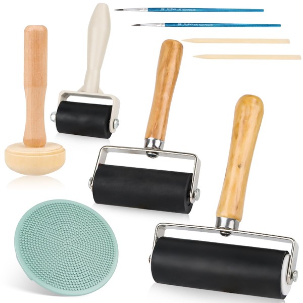 Pack of 3 Lino Print, Robust Pressure Roller with 1