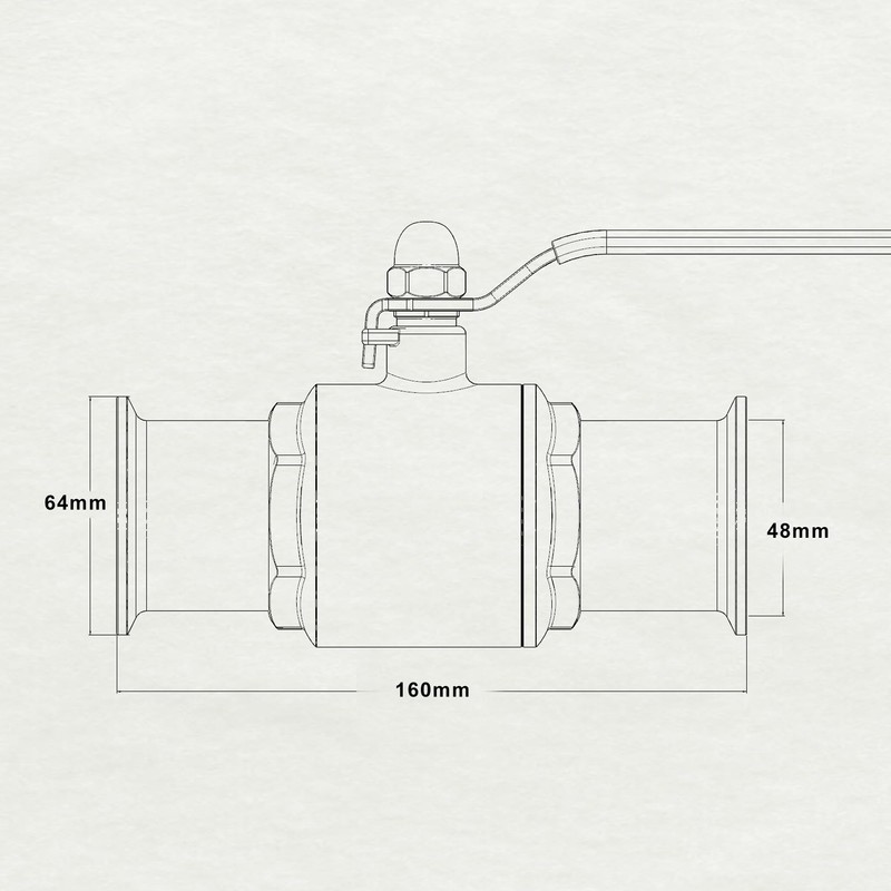 2" Tri-Clamp Ball Valve for home brewing, Stainless Steel 304,