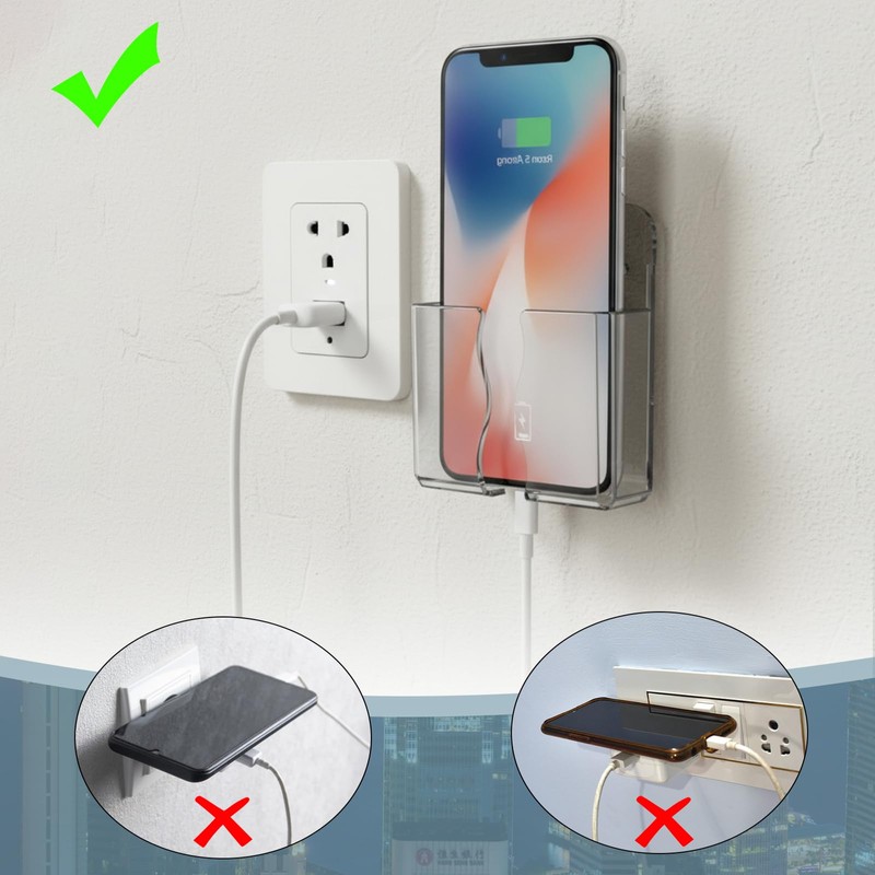 2 Pcs Wall Mounted Phone Holder, Self Adhesive Stand with