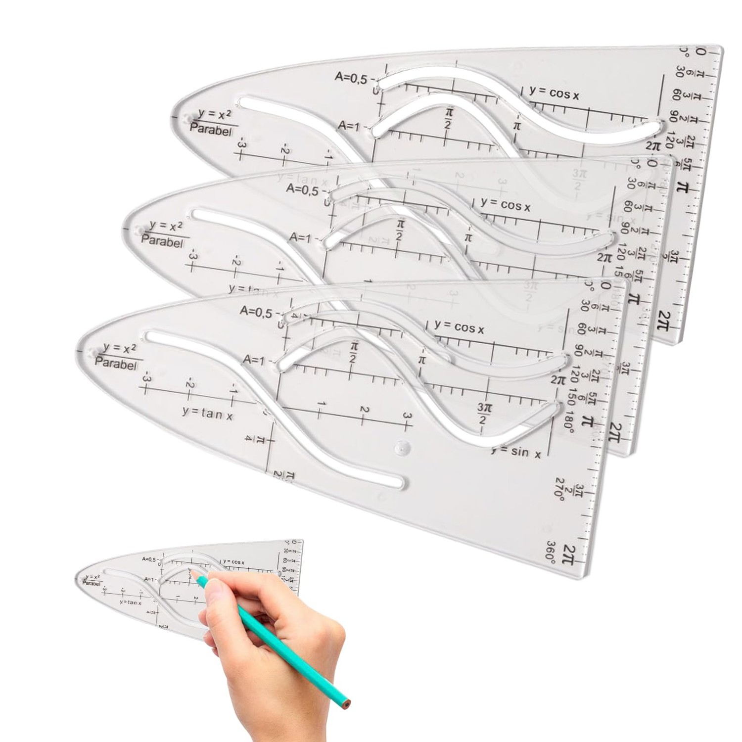 Parabola, 3 pieces parabola stencil, normal parabola stencil, stencil ...