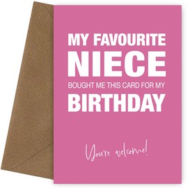 Funny Birthday Card for Auntie or Uncle from Favourite Niece - Happy Bday Cards for Auntie or Uncle of Any Age from Niece, Funny Birthday Card, Favourite Niece