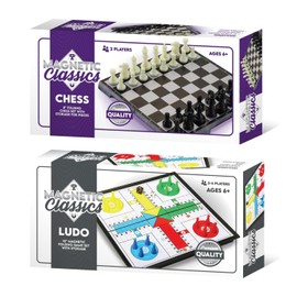Tradeopia Magnetic Classics Board Game Combo - 8" Classic Chess and 10" Ludo