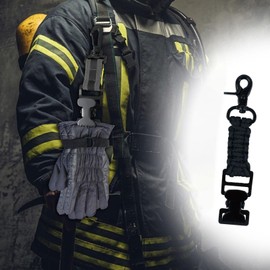 Amagogo Firefighter Glove Strap Clip Paracord Braided Firefighting Clip Turnout Gear Strong Gripping Sturdy Buckle for Fishing Hiking, Black