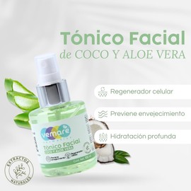 Vemare Cosmetics Tónico Facial De Coco Y Aloe Vera Calmante 100 ml