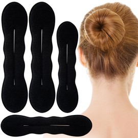 SmallCat 4pcs Sponge Hair Bun Maker, Lazy Curler Tool, 2 Sizes Bun Updo Accessories for Women Thin Thick Long Straight Curly Hair- Black
