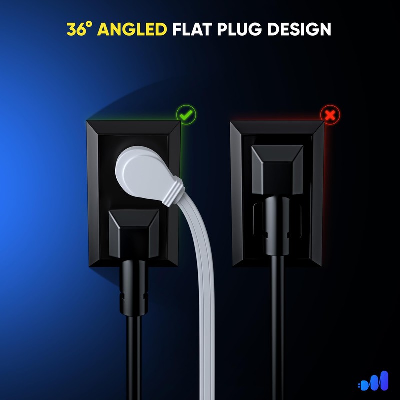 Maximm Extension Cord (1 Foot) 1 Outlet Flat Wire, 3-Prong