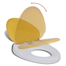 vidaXL Soft-close Toilet Seat in White & Yellow - Ideal for Adults and Children with Child-friendly Design, Durable Polypropylene Material, Suitable for all Regular Toilet Bowls.