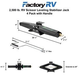 Tough Grade 2500lb 24" RV Scissor Jack with Handle (4 Pack)