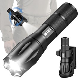 SKTJDL Tactical Flashlight with Holster Super Bright 1200LM Zoomable Law Enforcement Flashlight with Holster for Duty Belt, 5 Modes Powerful Waterproof Portable Small Led Flashlight for Camping,Hiking