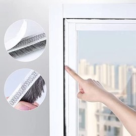 Burletes de Cepillo para Puertas y Ventanas 20M, Cinta Aislante, Tiras de Sellado Cortavientos, Aislante del Frío, Calor, Polvo, Ruidos e Insectos (9mm X 9mm, Negro)
