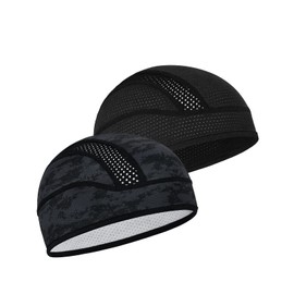 MELASA Cooling Cycling Hat Under Helmet, Mech Breathable Helmet Liner Skull Cap, Cycling Helmet Hat, Running Hat, Sports Functional Hat for Men and Women, Fits Under Helmets, Black & Digital Camo