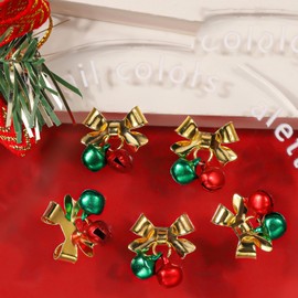10Pcs Christmas Bell Nail Charms 3D Alloy Jingle Bells Christmas Nail Art Charms Gold Bow Bell Nail Jewelry Mixed Color Xmas Bell Nail Gems and Charms for Women DIY Acrylic Nail Decoration Accessories