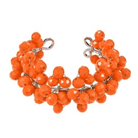AeraVida Bright Fluorescent Orange Burst Crystal Bead Cluster Open Cuff Bracelet | Bold and Vibrant Women's Fashion Jewelry Accessory