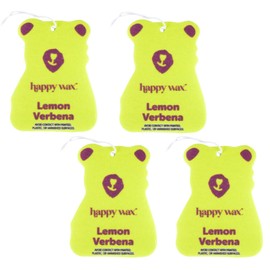 Happy Wax Lemon Verbena Hanging Car Cub Air Freshener - Scented Car Freshener Infused with Natural Essential Oils - Cute Car Freshener 4-Pack