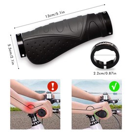 FAM STICKTILES Handlebar Grips, Ergonomic Handlebar Grips Double Aluminum Clamp Lock On Grips (Grey)