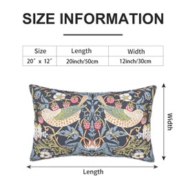 William Morris Vintage Floral Bird Strawberry Thief 20x12 inches Pillow Cover, Outdoor Farmhouse Pillow Cover Home Decor for Couch Sofa