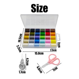 30 Pieces of Sewing Thread, with 1 Piece of Needle Threader and 1 Piece of Small Scissors, Polyester Sewing Thread, Sewing Supplies, DIY Handicraft Accessories