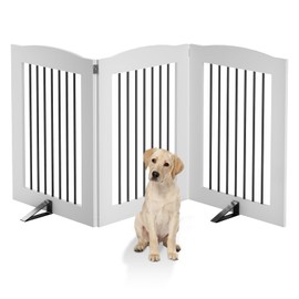 ROOMTEC Freestanding Dog Gates, Dog Fence Indoor Puppy Gate for Stairs,Doorways,Step Over Fence 32" Height 3 Panels
