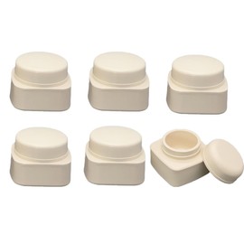 SUKPSY 6 Pcs 5 Gram Beige Refillable Plastic Cosmetic Jars,Empty Sample Containers with Lids Leak-Proof Square Shaped Bottle for Travel Makeup Face Cream Lotion Scrubs Nail Polish Solid Cosmetic