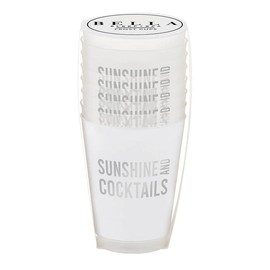 Bella Sleep + Spa Party Cups Reusable BPA-Free Plastic Frost Cup Pack, 16-Ounce, Sunshine & Cocktails, 6-Count