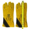 14 Inches Long Leather Welding Gloves, Yellow and Black, Heat