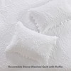 HORIMOTE HOME White Ruffled Quilt Twin Size, Stone-Washed Microfiber Lightweight