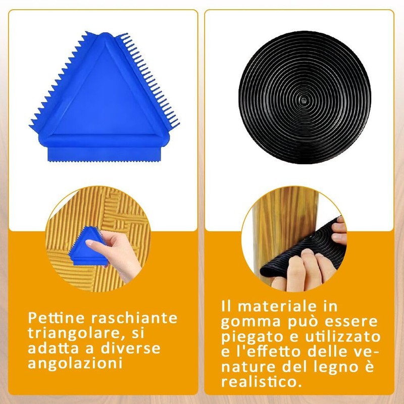 Wood Effect Swabs, 4 Pieces Wood Grain Painting Tools Roller