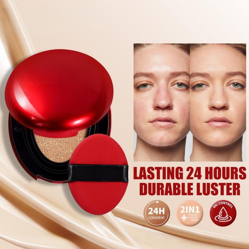 Cushion Foundation Full Coverage for Mature Skin, 24 Hours Durable
