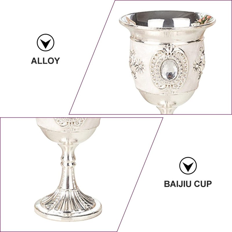 Gatuida 2pcs Goblets with Flower Pattern Elegant Alloy Cups for