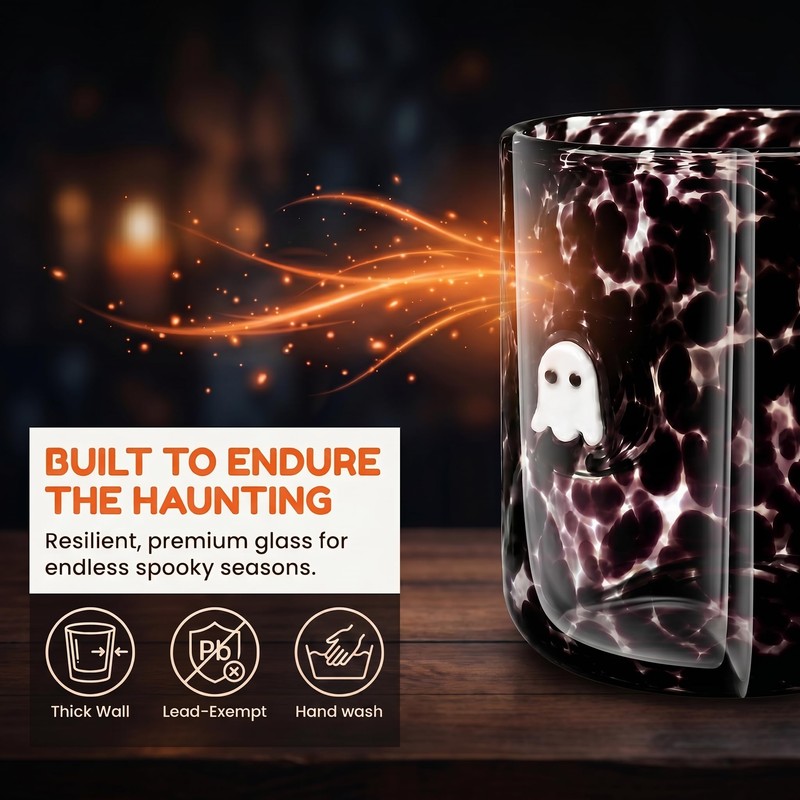 Mrnsta 2 Pcs Halloween Icon Glass Cups - 16oz Ghost