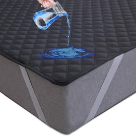 Arcona Waterproof Mattress Protector 140 x 200 cm, Breathable Waterproof Mattress Protector 140 x 200, Moisture Protection Mattress Topper, Dark Grey Mattress Protector, Incontinence Pad Washable