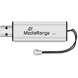 MediaRange USB 3.0 Speicherstick 8GB - Mini USB Flash-Laufwerk mit Schiebemechanismus und Schlüsselanhänger, externe Speichererweiterung mit Lesegeschwindigkeit von bis zu 34 MB/s, Farbe Silber