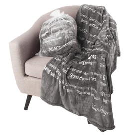 BlankieGram Healing Thoughts Throw Blanket, Comfort Gifts, Spread Positive Energy, Send Hugs with Inspirational Blanket, Perfect Get Well Gifts for Women, Men and Children - 50"x60" (Grey)
