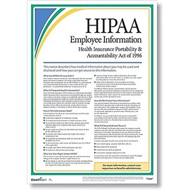 ComplyRight HIPAA Employee Information Poster (AR0953) - 12 x 18 Inch Laminated Plastic Poster - Informative Style for Office and Property Use