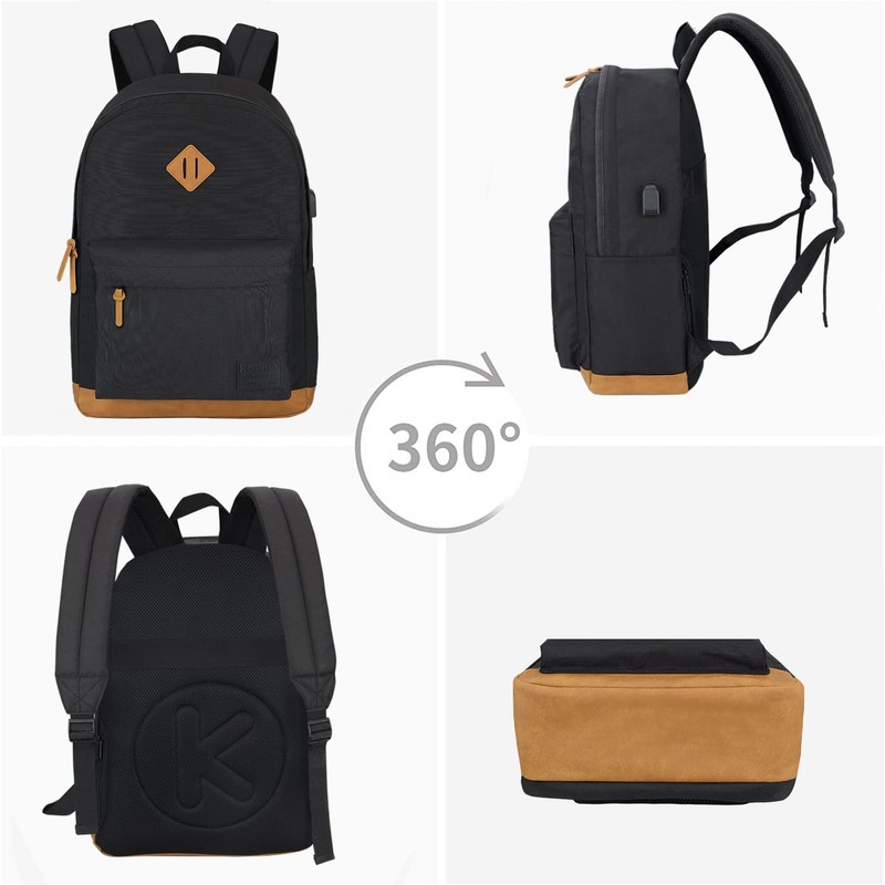 KOPHLY Casual Lightweight Laptop Backpack with USB Charging Port For