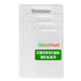 BlissMart White Chopping Board for Kitchen Multipurpose for Cutting Anti-Slip Surface Easy Clean Dishwasher Safe with Handle Multiple Size Options (37cm x 23cm)
