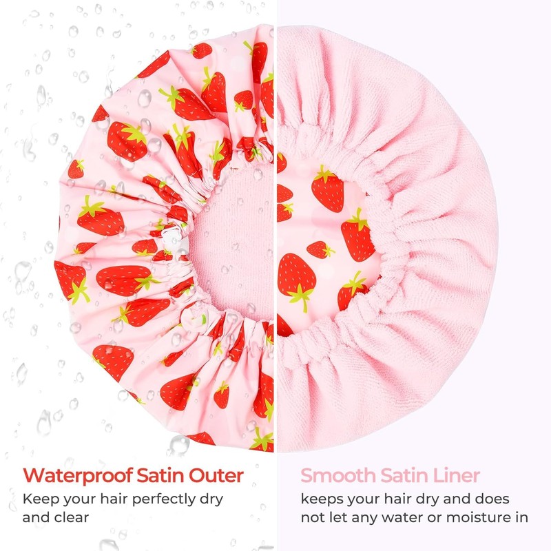 Shower Cap for Women Terry Lined Bath Cap Large Reusable