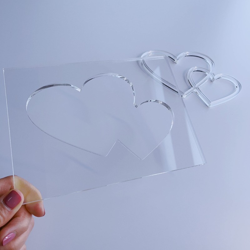 Double Heart Router Template, Clear Acrylic Template, Woodworking Router Template
