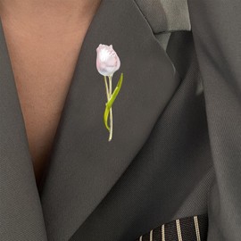 Tulip Brooch Pin for Women Floral Bouquet Lapel Brooch, Minimalist Flower Shawl Pin for Sweater Scarf Dress Suit, Wedding Party Birthday Jewelry Gift for Mother (Light Pink)