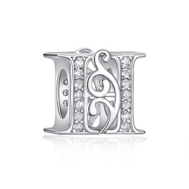 Initial H Charms 925 Sterling Silver Letter A-Z Charms for Snake Chain Bracelet Necklace Alphabet Beads