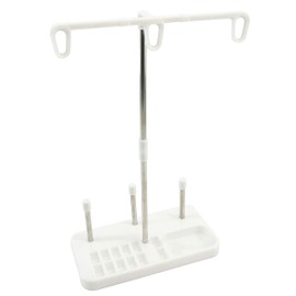 Light Weight Thread Stand - 3 Spools Holder for Domestic (Home-Base) Embroidery and Sewing Machines - Four Colors for Choices - White