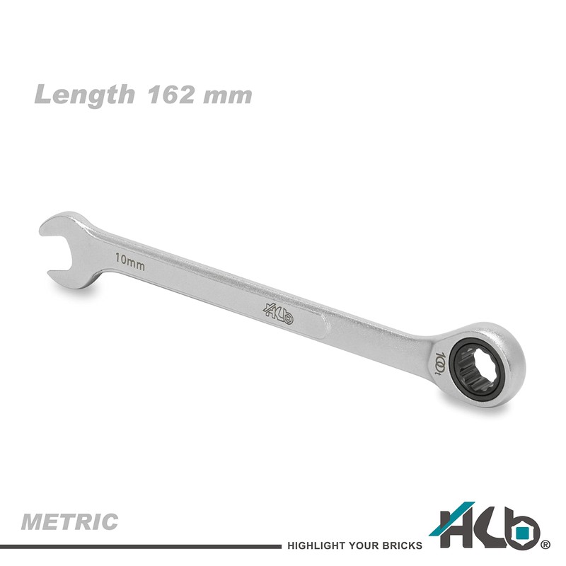 HB 10MM 100-Tooth Combination Ratchet Wrench, 3.6 degree swing arc,