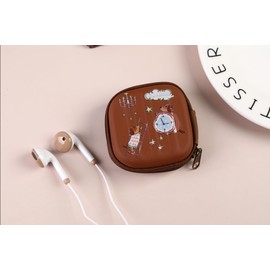 QearFun Dachshund Earbuds for Kids, Cute Sausage Dog Wired Half in-Ear Headphones with Mic & Zipper Case, 3.5mm Jack Earphones for School Girls Teens Dog Lovers (Brown)