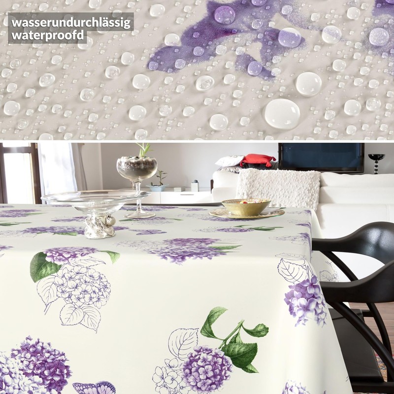 ANRO Oilcloth Tablecloth Wax Tablecloth Washable Garden Tablecloth Round Oval