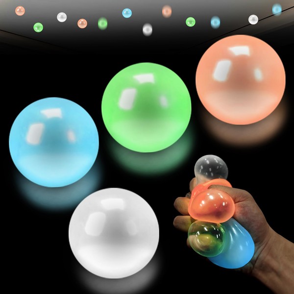 4 Pcs Glow in The Dark Sticky Balls That Stick