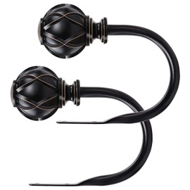 KAMANINA Decorative Curtain Drapery Holdbacks, Netted Texture Finials, Black(1 Pair/2 Pack), Small