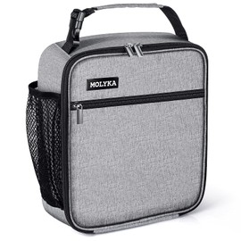 MOLYKA Lunch Bag - Insulated Lunch Box Durable Reusable Lunch Bag Adult Tote Bag for Men, Adults, Women (Gray)