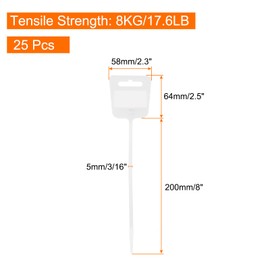 sourcing map 25pcs Marker Cable Zip Ties, 10 Inch Self-Locking Nylon Labels Zip Tie Wraps, Wire Tags Zip Ties for Indoor and Outdoor, 3/16", White