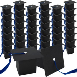 50 Pieces Graduation Candy Box Graduation Cap Gift Boxes Graduation Party Favors for Class of 2024 Graduation Party Decor (Black tassels)